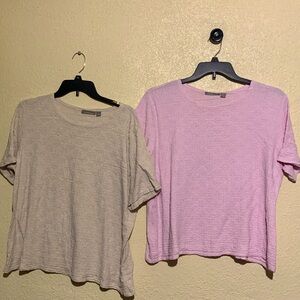 Croft & Barrow Tops Bundle 1X Pink Beige Stretchy Pull Over Short Sleeves Rayon